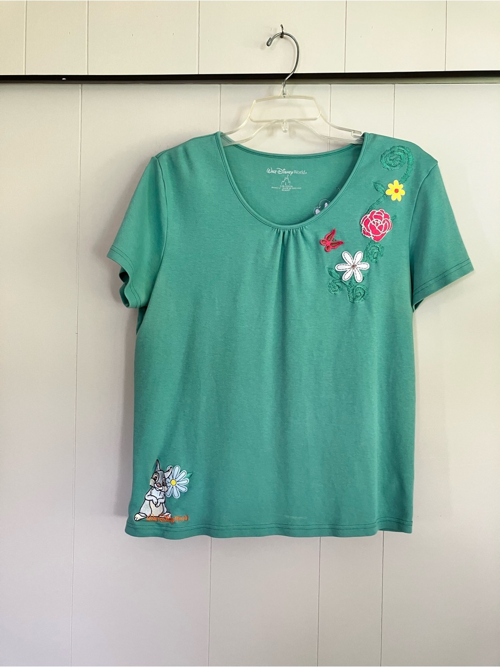 Vintage Walt Disney World Teal Green Short-Sleeve Tee with Embroidery Thumper